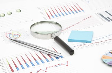 İş natürmort diyagramı, Büyüteç, parlak kalem, etiket