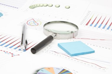 İş natürmort diyagramı, Büyüteç, parlak kalem, etiket