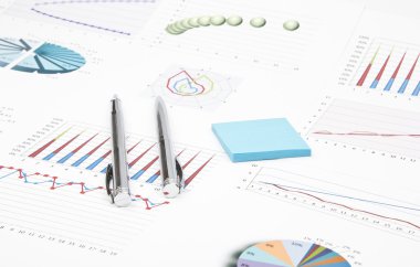 İş hala hayat iki parlak kalem, etiket, grafikler