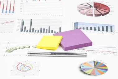 İş natürmort parlak kalem, çıkartmalar, grafikler