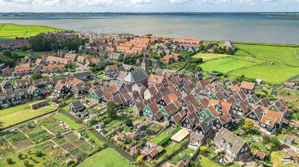 Letecký Pohled Ostrov Marken Tradiční Rybářská Vesnice Shora Typická Holandská — Stock fotografie