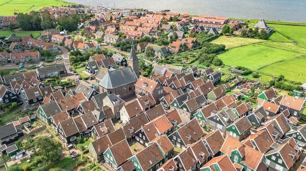 Letecký Pohled Ostrov Marken Tradiční Rybářská Vesnice Shora Typická Holandská — Stock fotografie