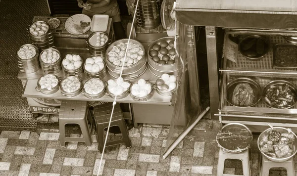 Nationaal Koreaans Eten Schappen Oude Stad Traditionele Markt Retrostijl — Stockfoto