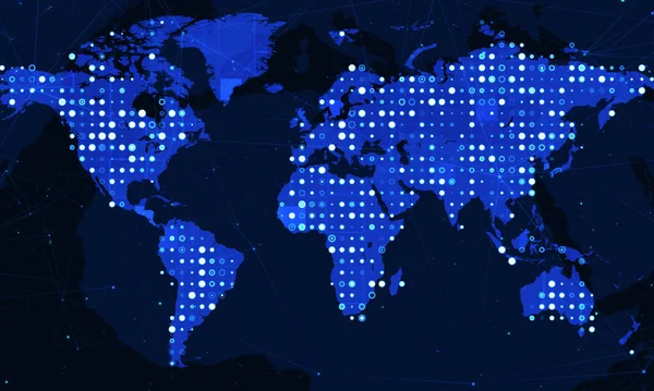 World map network pattern dot background.