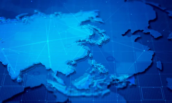 Digital cyber asia map background.