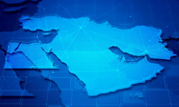 Digital cyber middle east map background.