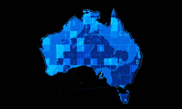 Australia digital cyber technology map background.