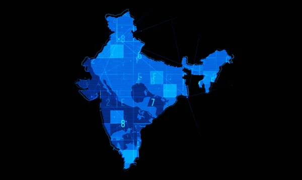 India digital cyber technology map background.