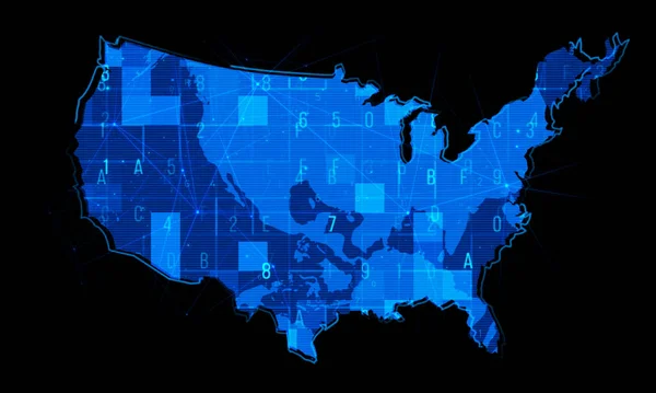 USA digital cyber technology map background.