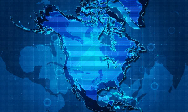 Business map technology north america concept.
