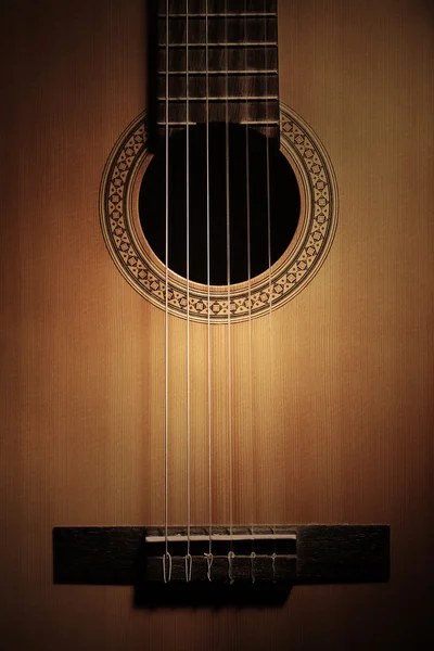 アコースティック ギターのクローズ アップ — ストック写真
