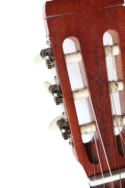 Details des akustischen Gitarrenkopfes hautnah — Stockfoto