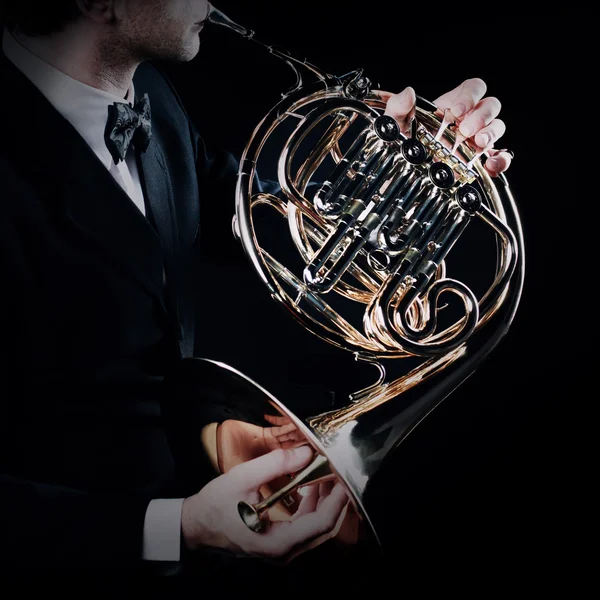 French horn musical instrument — Stock Photo, Image