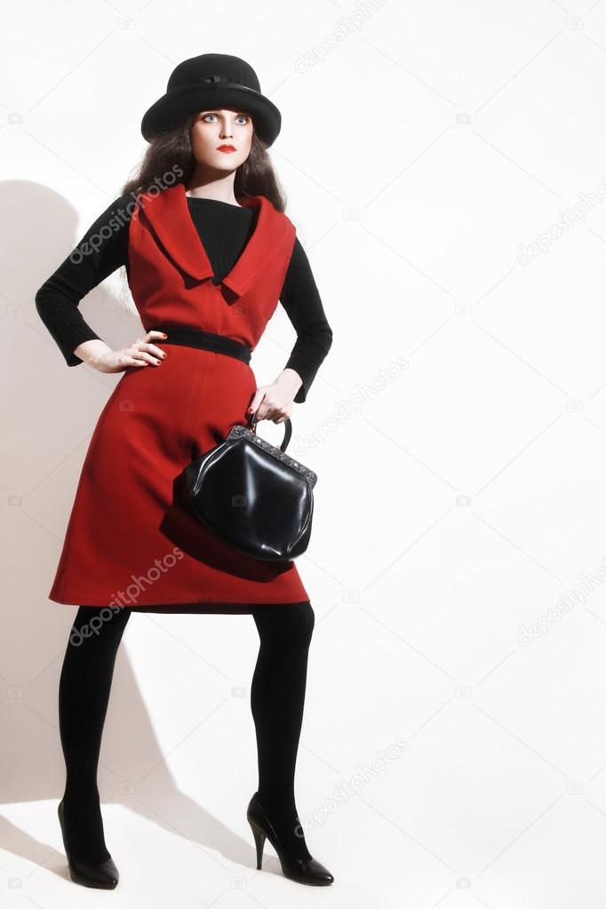 Stylish woman black red fashion