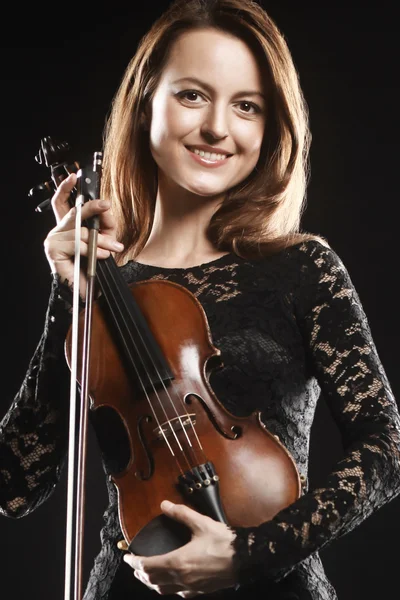 Portrait of beautiful woman with violin Player violinist — Stock Photo, Image