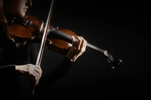 Violin player violinist hands closeup — Stock Photo, Image