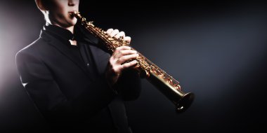 Saxophone player Saxophonist with sax clipart