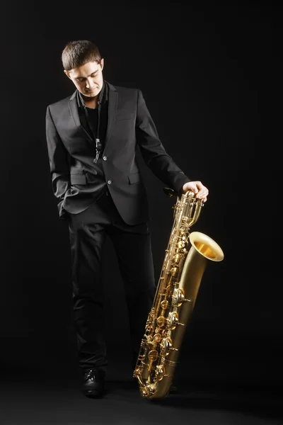 Homem de jazz Saxophone Player — Fotografia de Stock