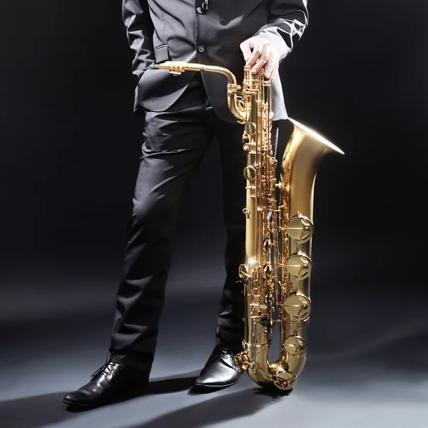 Hombre jugador del Saxophone del jazz — Foto de Stock