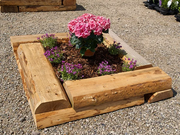 Street with flower pots — Stock Photo, Image