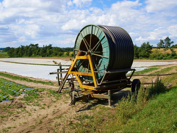 Agrarische irrigatie met een waterkanon — Stockfoto