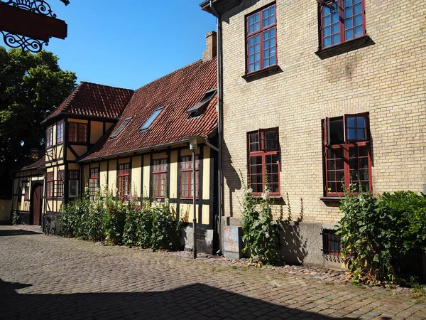 Casas Dinamarquesas Tradicionais Coloridas Faaborg Funen Dinamarca — Fotografia de Stock