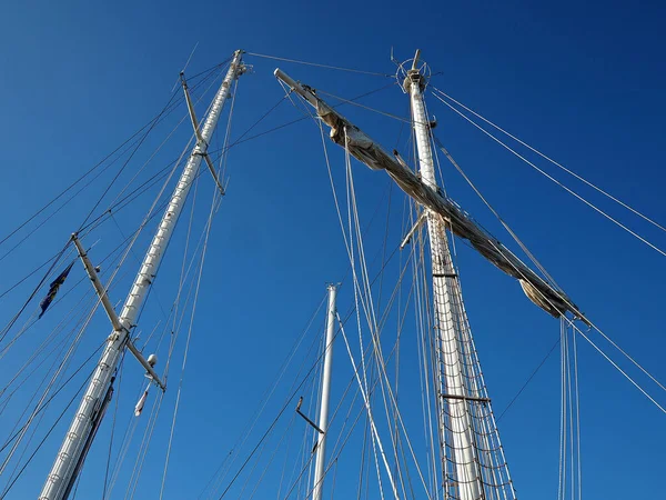 Sailing Masts Traditional Vintage Wooden Tallships Sky Background — Stock Photo, Image