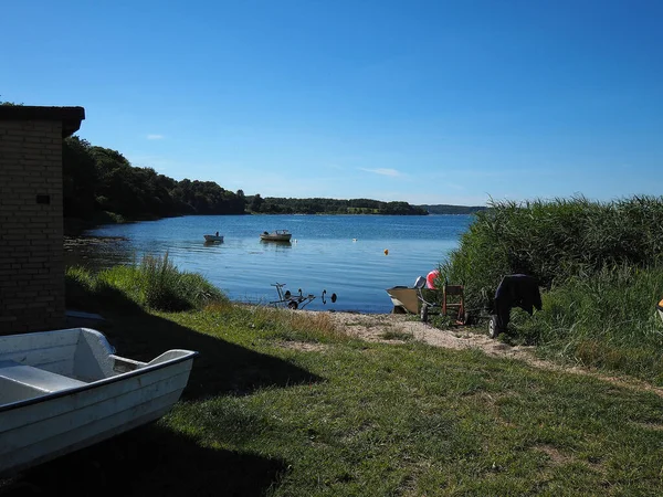 Типовий Мальовничий Пейзаж Узбережжя Данії Влітку Fyn Funen Denmark — стокове фото