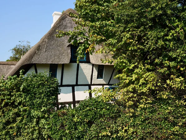 Traditionele Oude Klassieke Stijl Deens Landhuis Met Rieten Dak Denemarken — Stockfoto