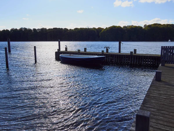 Liten Träbrygga Middelfart Fyn Funen Danmark Attraktiv Turist Semester Landmärke — Stockfoto