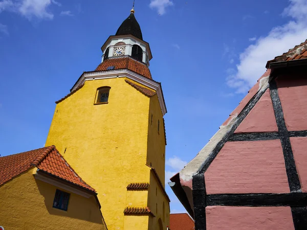 Klasický Starý Zvonice Orientační Bod Starého Města Faaborg Funnen Dánsko — Stock fotografie