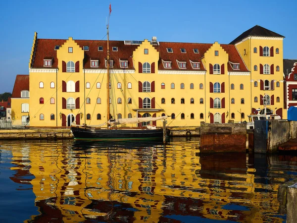 Renkli Eski Geleneksel Şehir Merkezleri Svendborg Danimarka — Stok fotoğraf