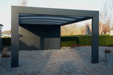 Modern carport car garage parking clipart