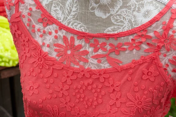 Closeup of a red lace blouse shirt — Stock Photo, Image