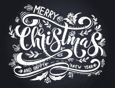 Mutlu Noeller ve tipografili Mutlu Yıllar Vintage geçmişi. Ellerin çizdiği.