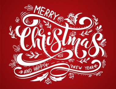 Mutlu Noeller ve tipografili Mutlu Yıllar Vintage geçmişi. Ellerin çizdiği.