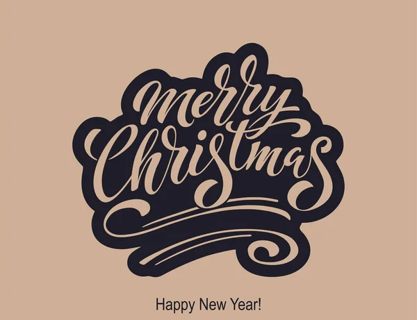 Feliz Navidad Feliz Año Nuevo Fondo Vintage Con Tipografía Dibujado — Vector de stock