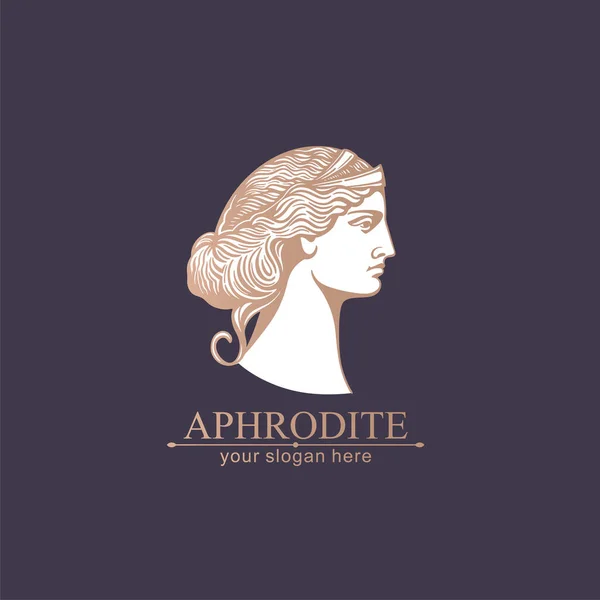 Afrodite Vénus Logotipo Mulher Emblema Para Salão Beleza Ioga Ilustração —  Vetores de Stock