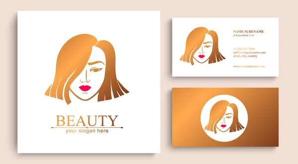 Woman Face Logo Asian Girl Emblem Beauty Yoga Salon Style — Stock Vector