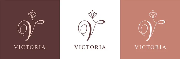 Buchstabe Logo Vorlage Monnogramm Zartes Florales Design Persönliches Logo — Stockvektor