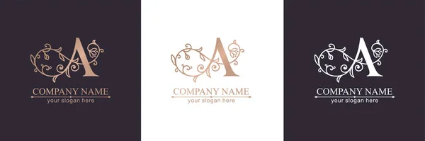 Carta Una Plantilla Logotipo Monnograma Delicado Diseño Floral Logo Personal — Vector de stock