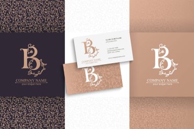 B harfi logo şablonu. Monnogram, narin çiçek tasarımı. Kişisel logo. Vektör tasarımı.