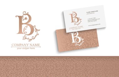 B harfi logo şablonu. Monnogram, narin çiçek tasarımı. Kişisel logo. Vektör tasarımı.