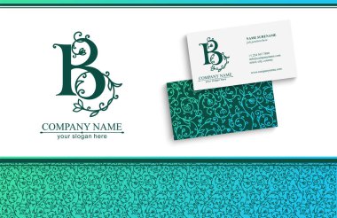 B harfi logo şablonu. Monnogram, narin çiçek tasarımı. Kişisel logo. Vektör tasarımı.