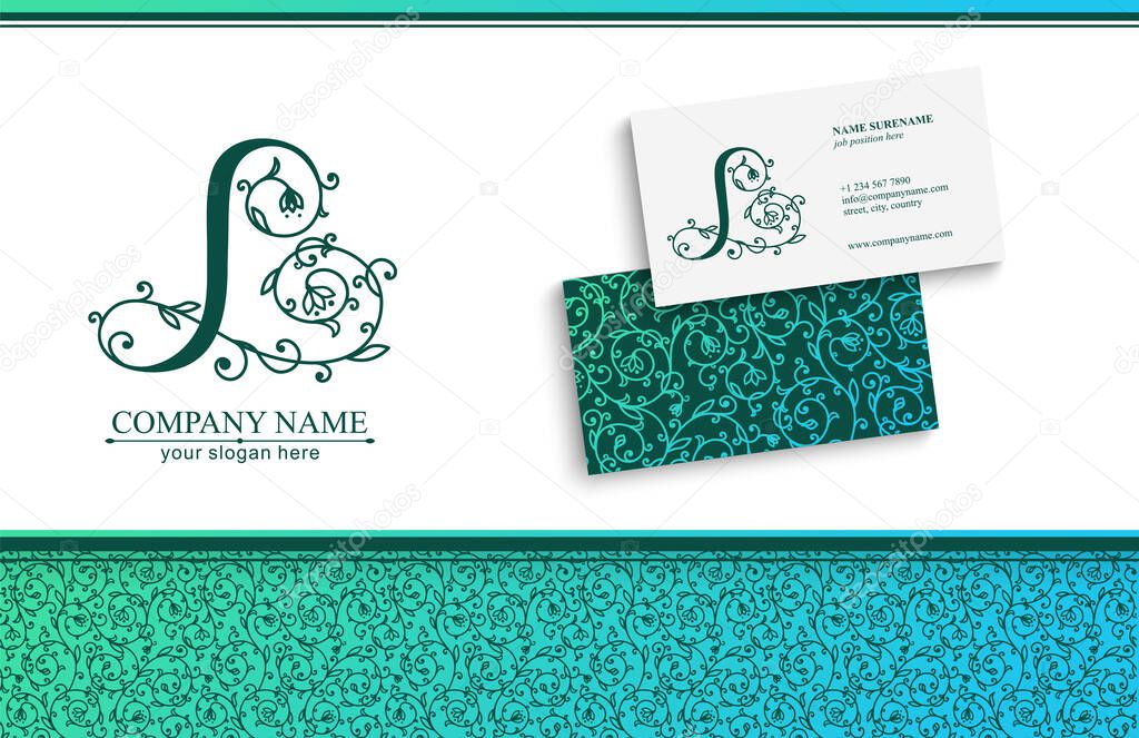 Letter L logo template. Monnogram, delicate floral design. Personal logo. Vector design.