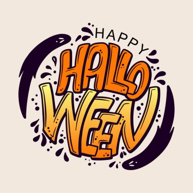 Mutlu Cadılar Bayramı vektör harfleri. Pankart, poster, tebrik kartı ve bir partiye davetiye için şenlikli yazı. Vektör çizimi. El çizimi