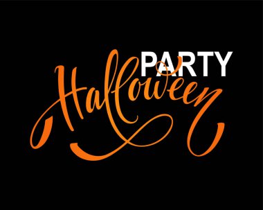 Mutlu Cadılar Bayramı vektör harfleri. Pankart, poster, tebrik kartı ve bir partiye davetiye için şenlikli yazı. Vektör çizimi. El çizimi