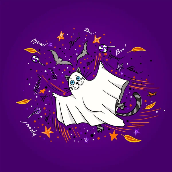 Feliz Halloween Letras Vectoriales Alegre Ilustración Banner Festivo Con Caligrafía — Archivo Imágenes Vectoriales