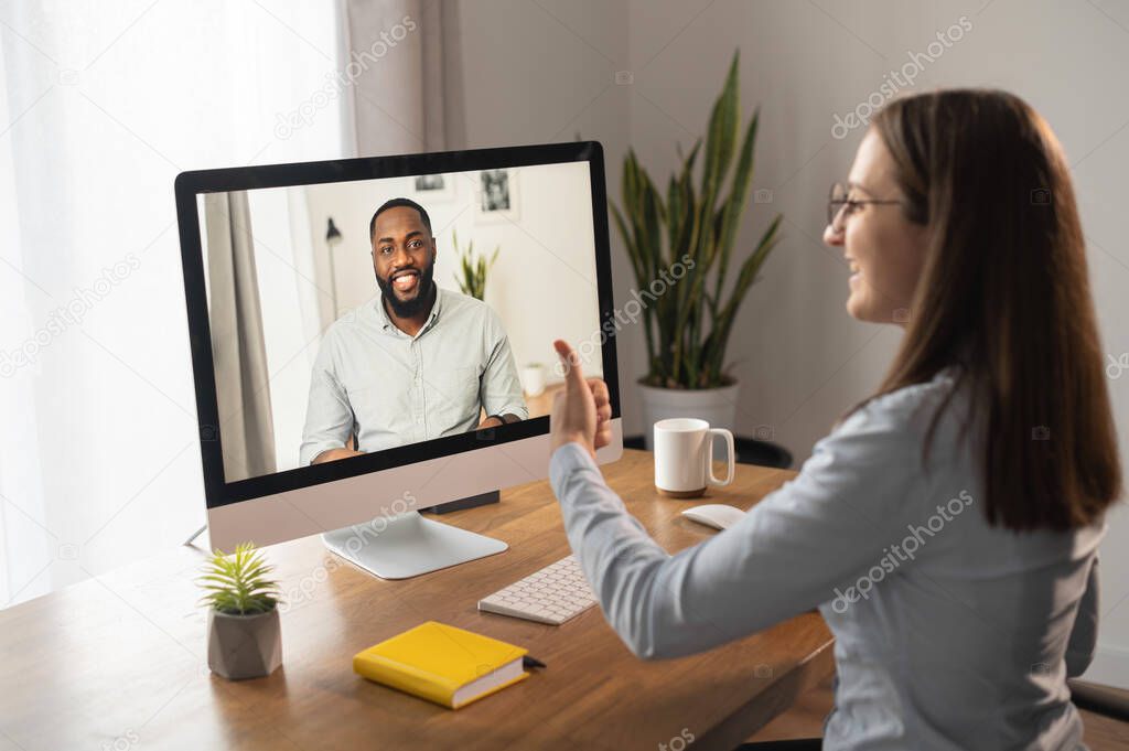Video meeting with coworcer online