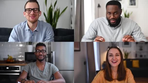Eine Gruppe multiethnischer Menschen auf dem Bildschirm — Stockvideo